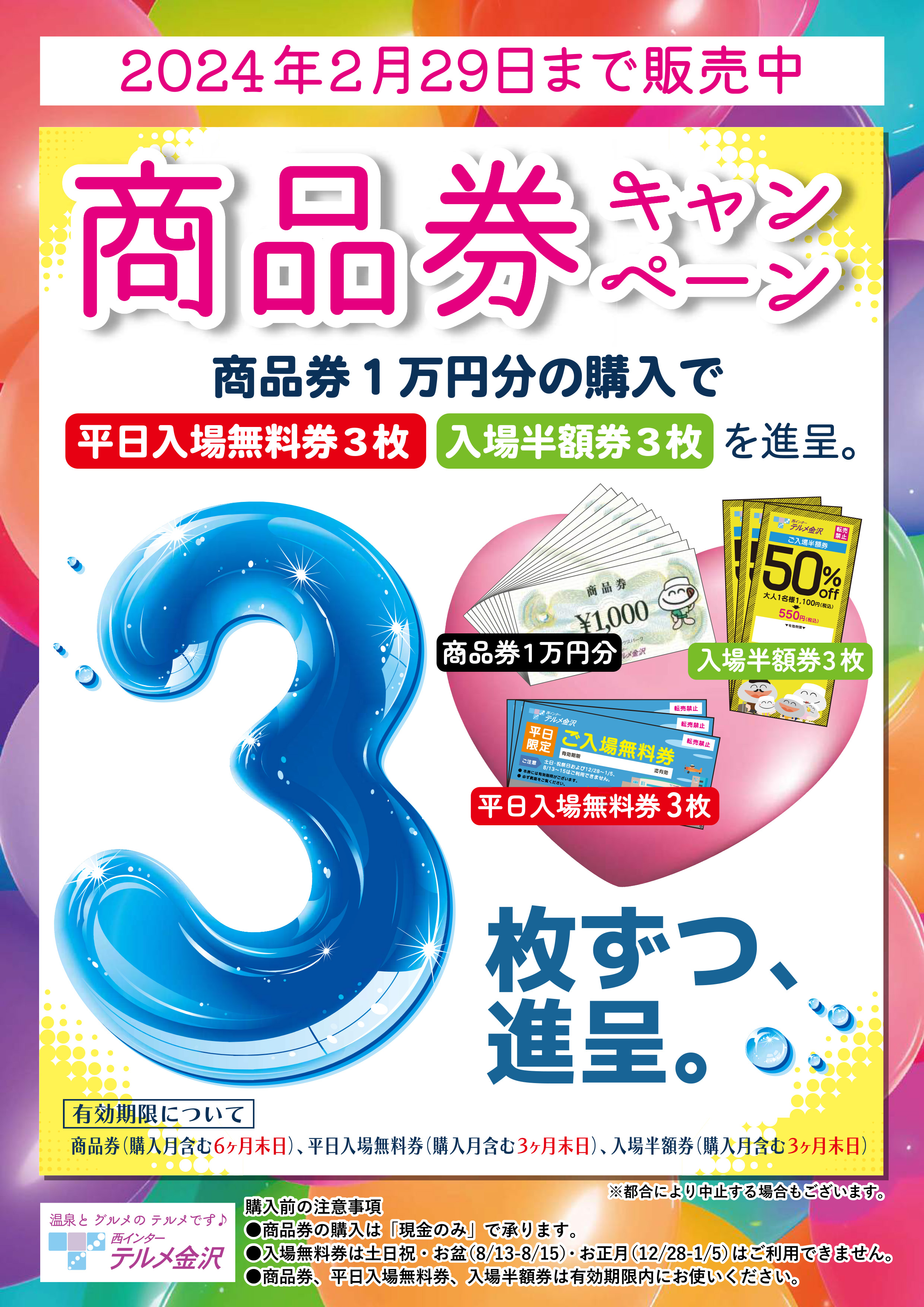 その他テルメ金沢入場無料券2枚と商品券9000円分【値下げしました